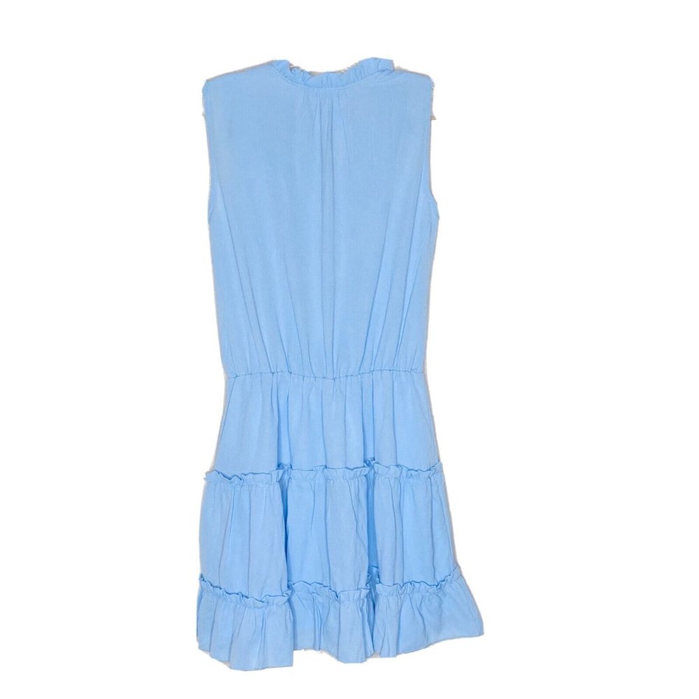 Blue Layered Sleeveless High Neck Dress S